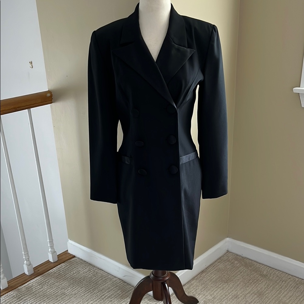 Hugo Buscati Vintage Black Tuxedo Dress Size 6P EUC